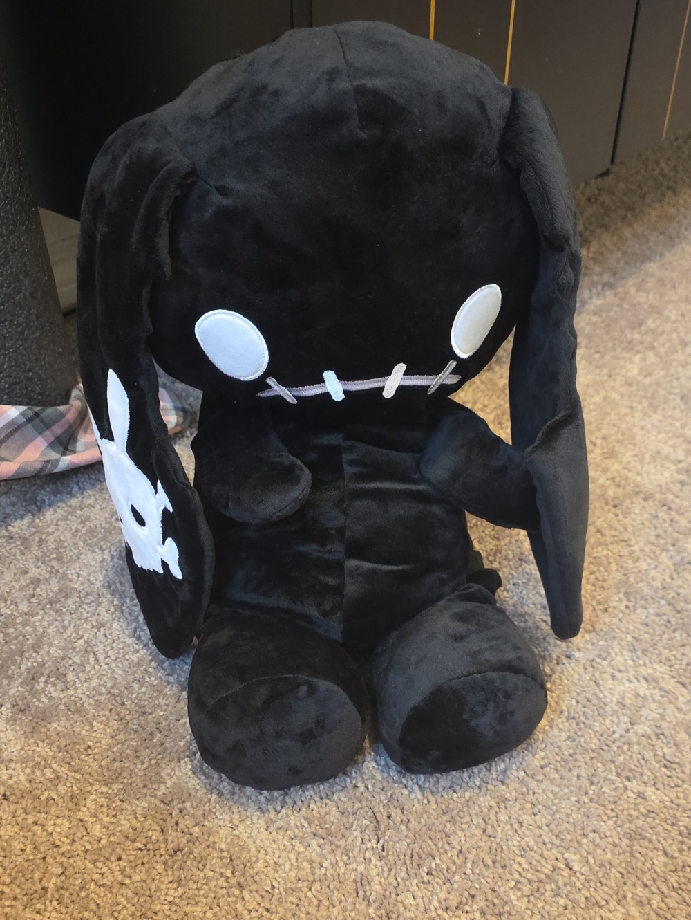 Black Plush Skull Bunny Back Pack